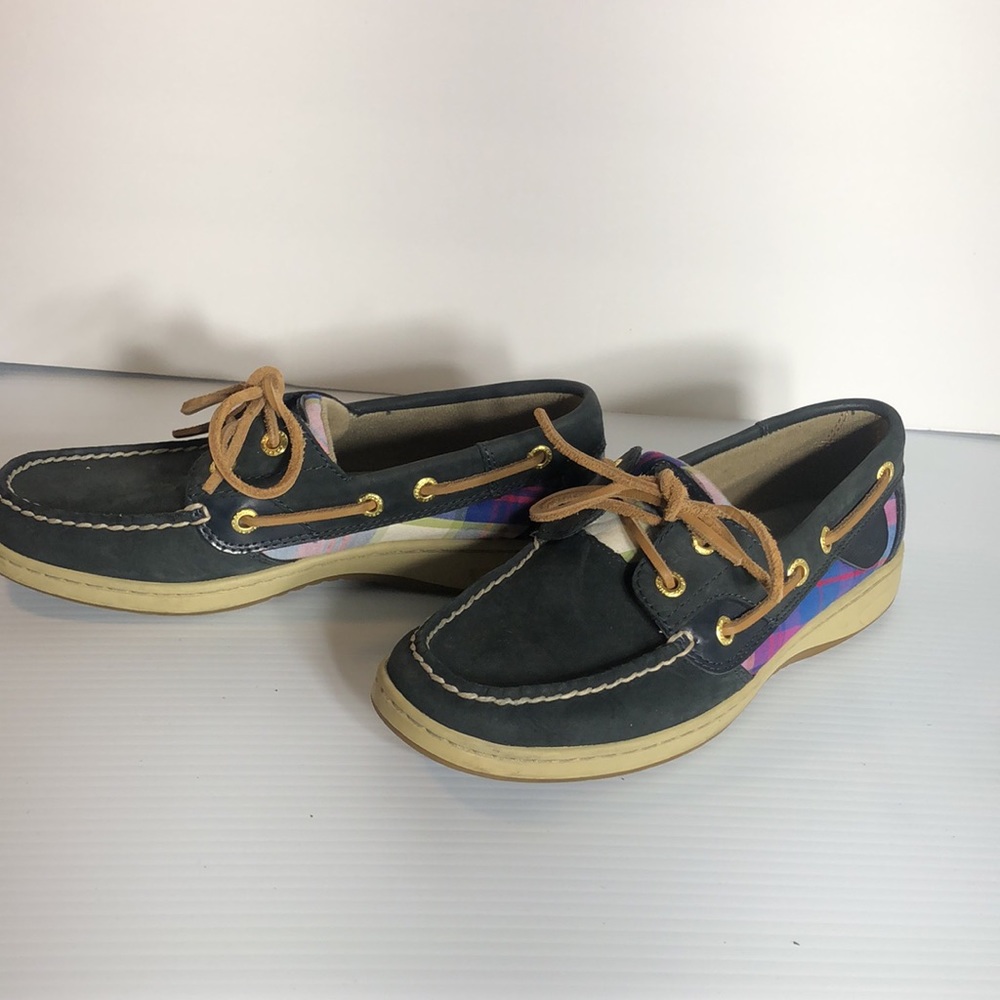 Sperry shoes, size 5 1/2, blue and plaid - Picture 2 of 5